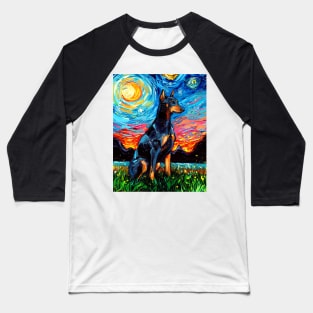 Doberman Starry Night Baseball T-Shirt